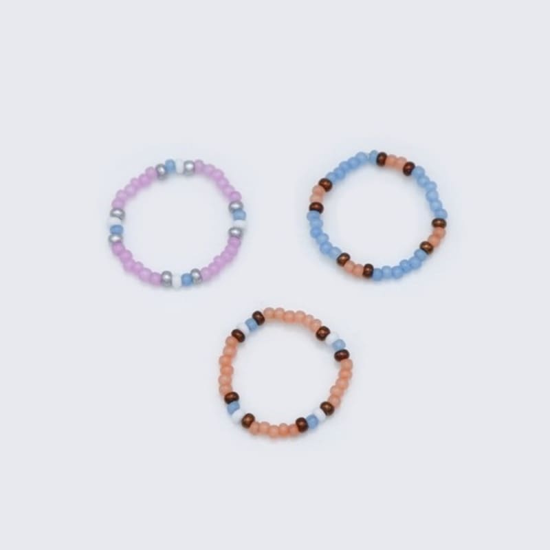 

BONBEAU Soft ethnic beads 3color mix ring Sky Blue
