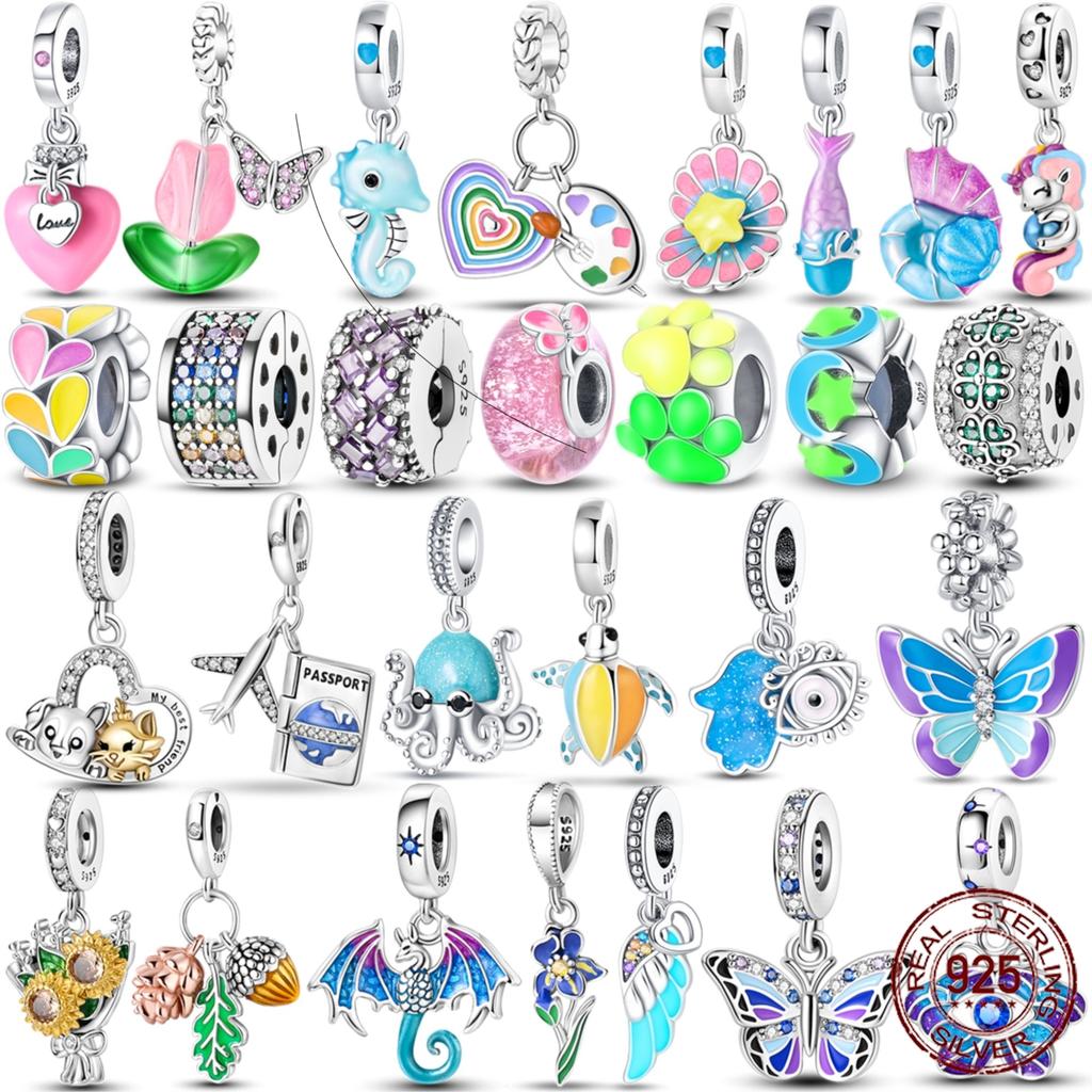 Genuine copper Colorful Luminous Charm Bead Charms Bead Shell Turtle Butterfly Star Shape Dangle Accessories Bracelets Do It Yourself Jewellery Markin