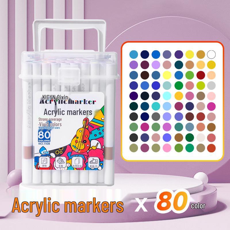 Acrylic Marker Set - Colorfast & No-Press - Ideal for Kids' Art & Toddler Painting
