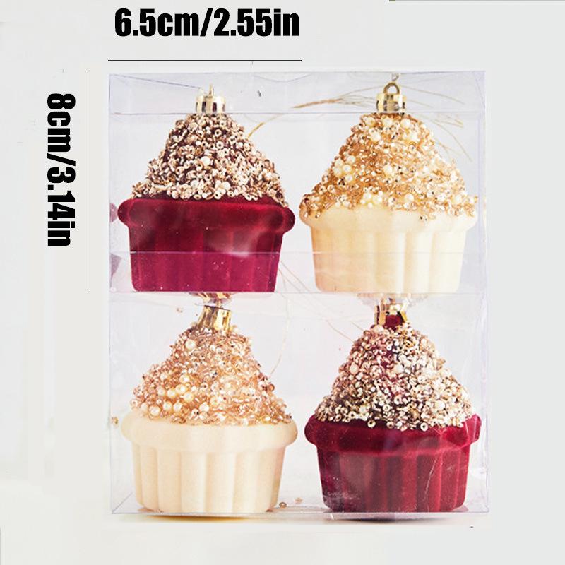 Christmas Tree Ornament Set: Flocked and Shiny Decorative Balls