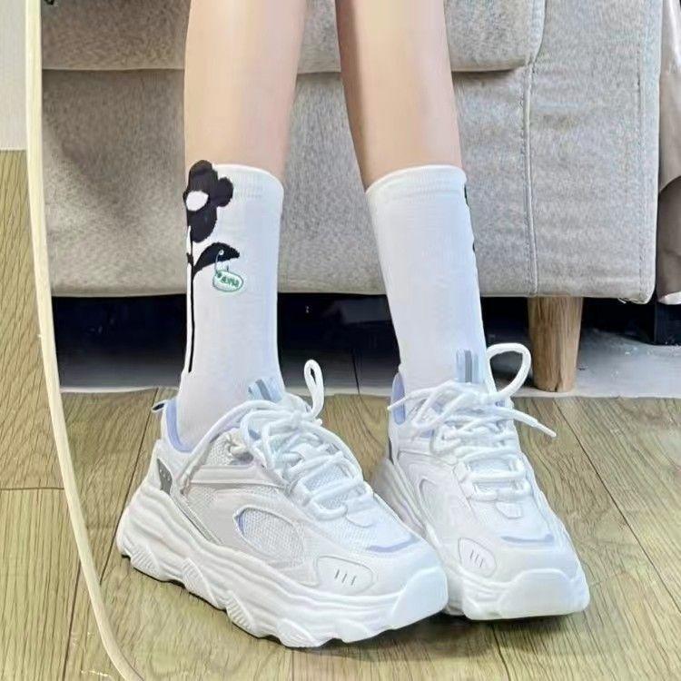 Campus Dad Shoes Double Mesh Breathable and Non-smelly Feet High-value Muffin Bottom Non-slip Little White Shoes Spring and Summer New Women's Shoes