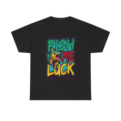 Fisch Mich Glück T-Shirt Lustige Outdoor-Grafik Cartoon Unisex Schweres Baumwoll-Tee