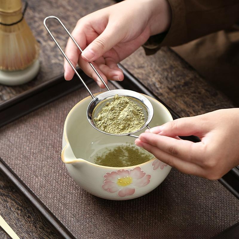 Japanese Hand-Painted Matcha Bowl Set 5-Piece Tea Making Tools With Chasen Stand Hyakuhon Dachi Tea Ceremony Utensils