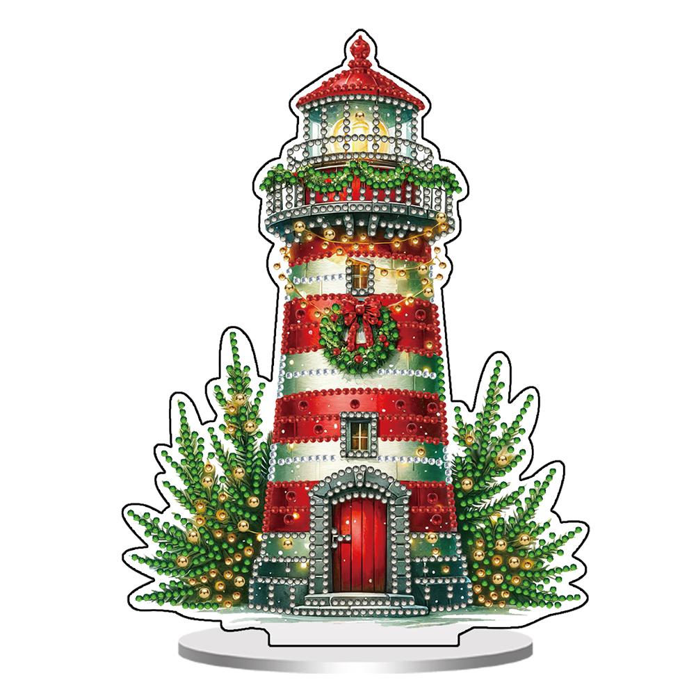 

2D/Flat Xmas Lighthouse DIY 5D DIY Diamond Art Tabletop Decorations Special Shape Diamond Diamond Painting Desktop Ornaments Kit