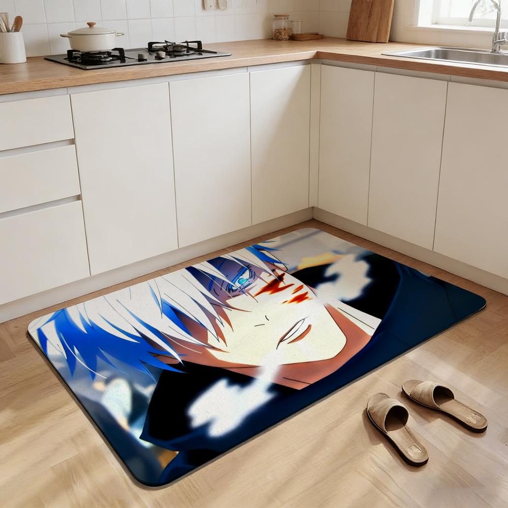 Cartoon Jujutsu Kaisen Floor Mat Non-slip Quick-dry Diatomaceous Earth Bath Mat, Absorbent Doormat
