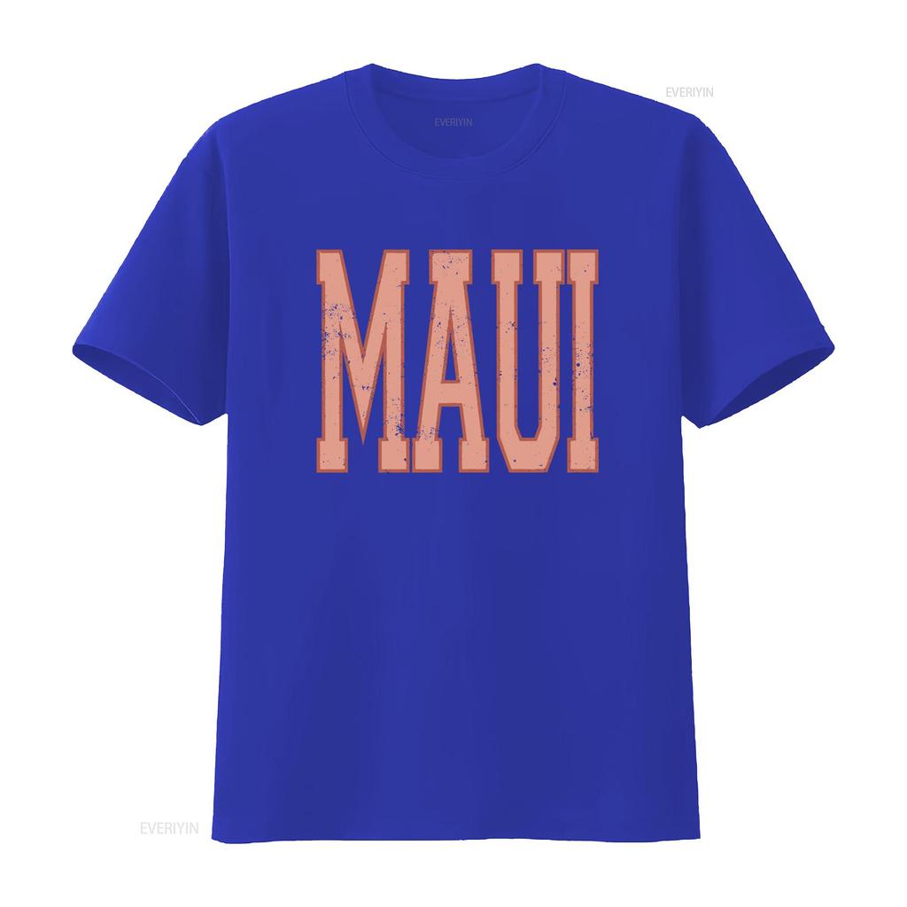 Vintage Distressed Maui Bold Letter Print Casual Streetwear T Shirt vintage Washed Stylish designer clothes Versatile