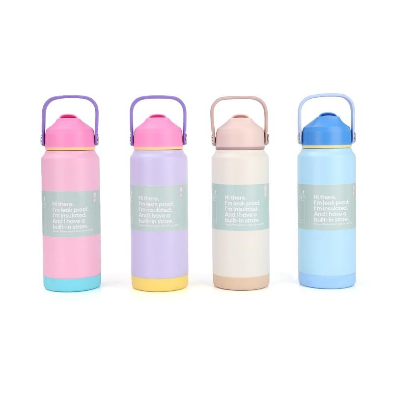Pastel Color Stainless Steel Vacuum Insulated Travel Tumbler With Straw Lid 24oz Portable Thermos Women Men Outdoor Office