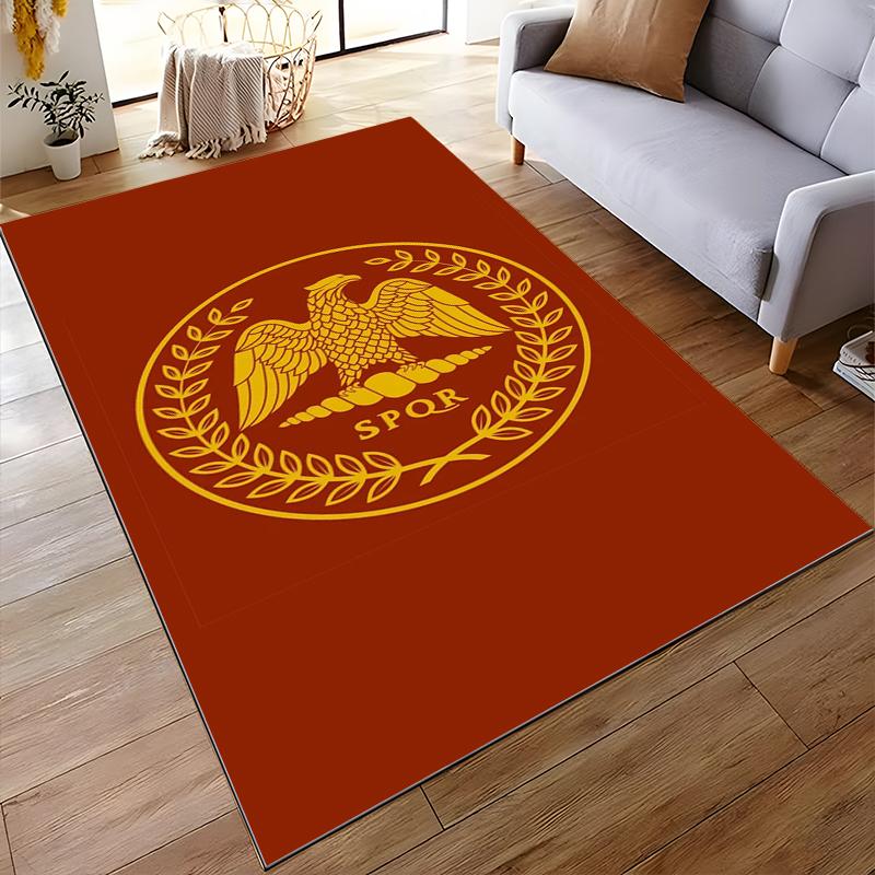 Tappeto con Simbolo Aquila Romana SPQR Rosso e Oro, Tappeto Arredo Casa Adatto per l'uso come antiscivolo per soggiorno camera da letto divani