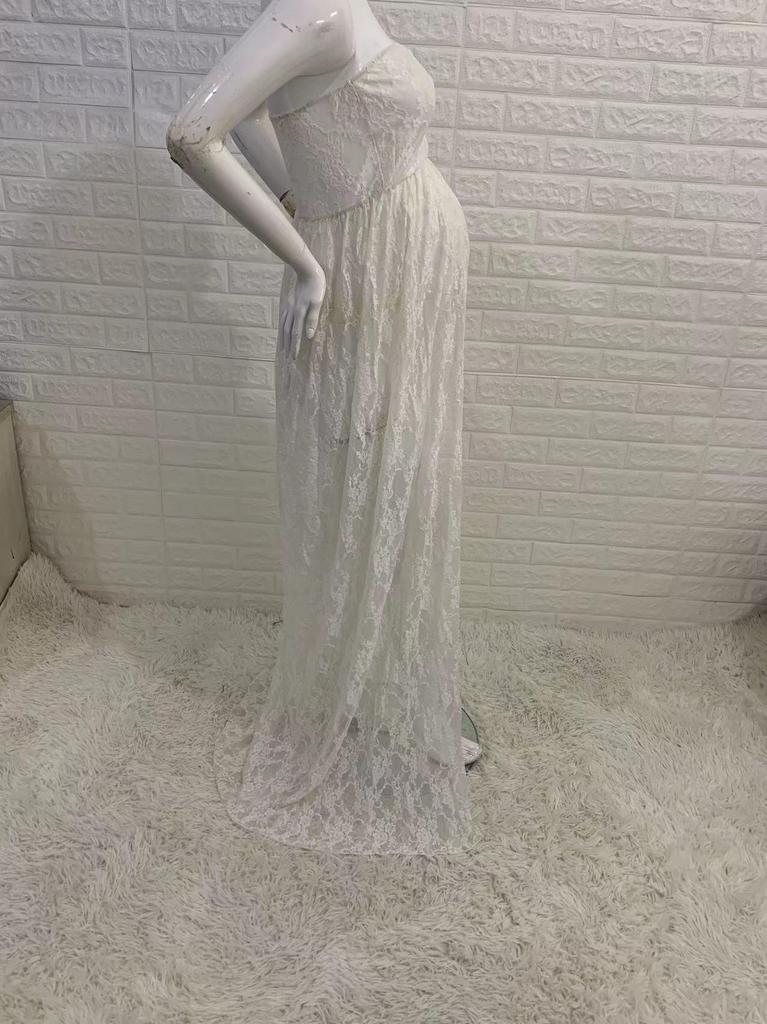 European & American Women's Lace Maternity Strapless Maxi Dress - Photography Sleeveless Long Train (2020 Model)