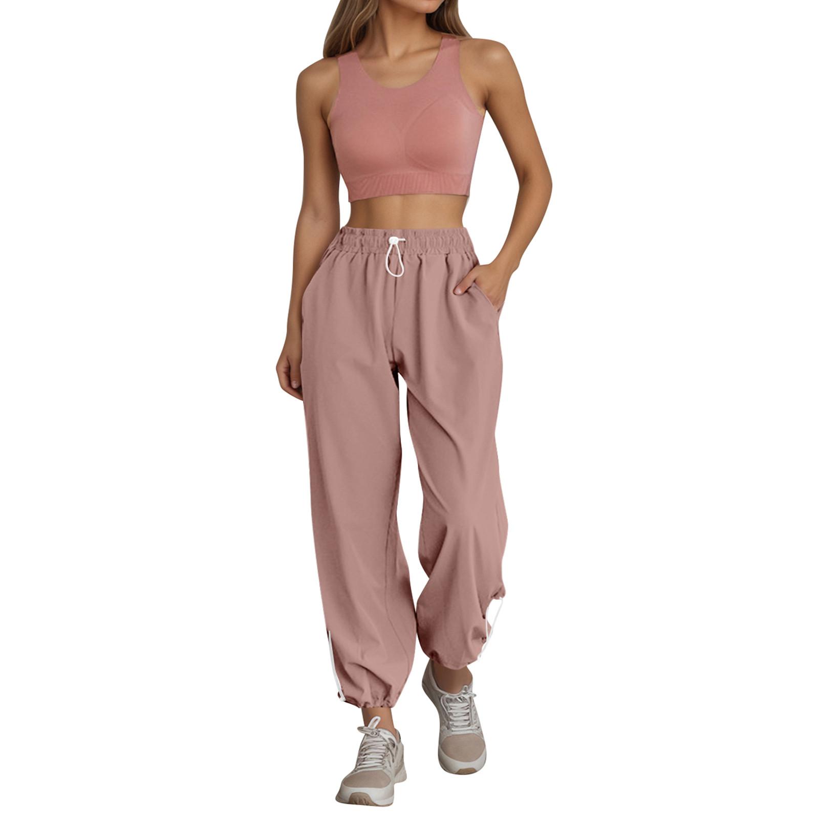 

Womens Pants With Pockets Quick Dry Hiking Pants Lightweight Water-Resistant Baggy Joggers(IMRIZ UNIQUE) XXL розовый