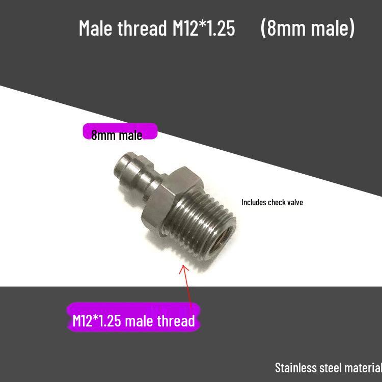 8mm M10*1 Stainless Steel High Pressure Quick Connect Male Coupler for 8mm Female.