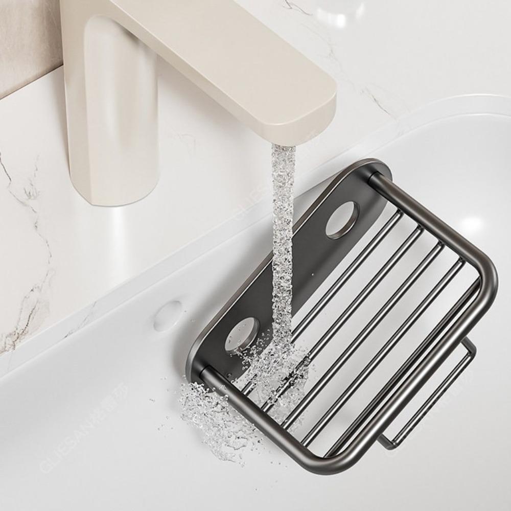 Rustproof Wall Mounted Soap Rack Self Adhesive Drainage Soap Holder Soap Basket Kitchen