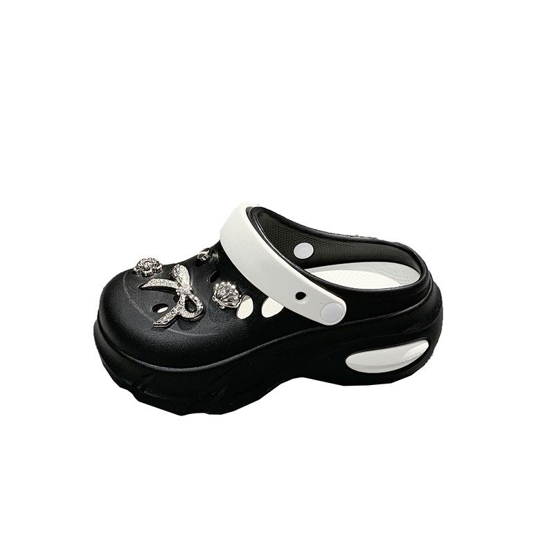 

Симпатичные женские двухцветные туфли с дырочками, пляжные сандалии на толстой подошве, нескользящие и водонепроницаемые домашние тапочки-мешки, женские 39/40