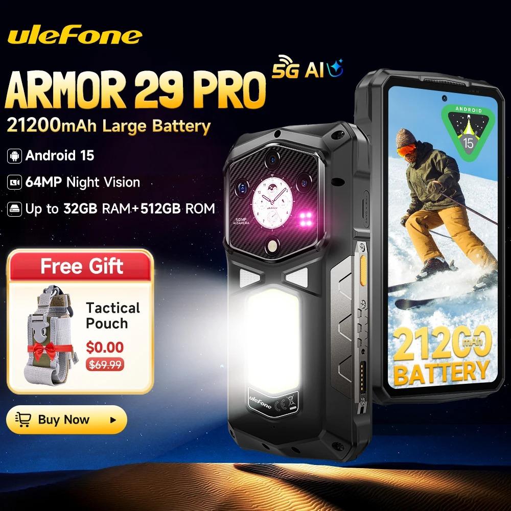 Ulefone Armor 29 Pro 5G AI Rugged Phone 21200mAh 120W 64MP Night Vision 6.67" 120Hz 512GB ROM Dimensity 7400
