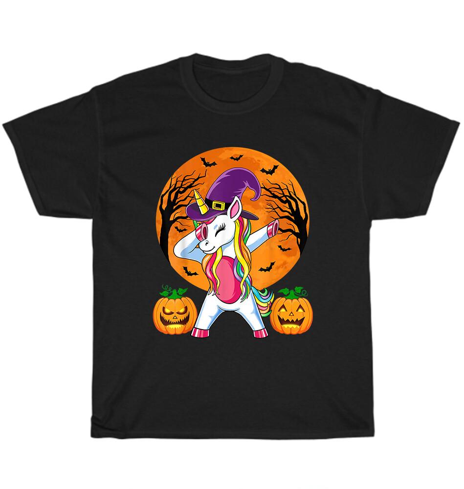Dabbing Unicorn Dab Dance Witch Hat Pumpkin Candy Witchy Halloween T-Shirt Gift S разноцветный