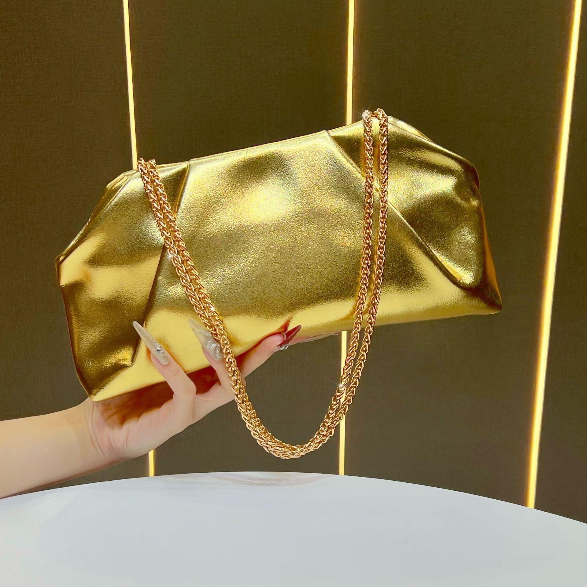 Новая сумка-цепочка клатч женская универсальная сумка-мессенджер сумка на плечо под мышку премиальная сумка-портфель вечерняя сумка золотой
