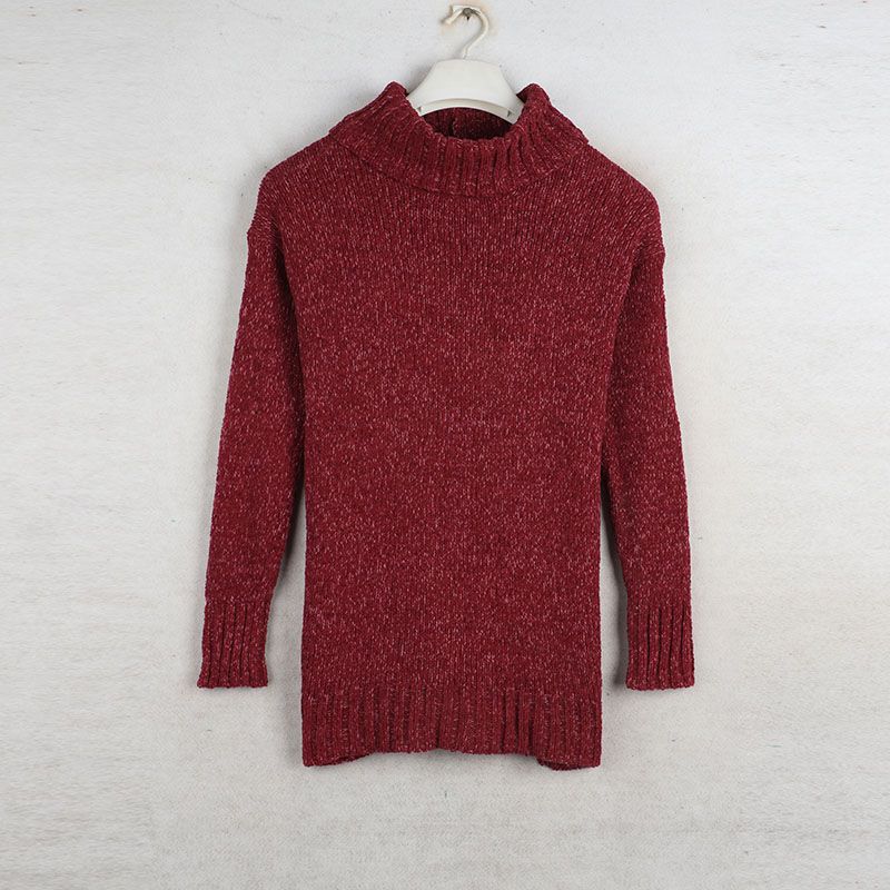 Sunshine House Autumn and Winter New Arrival Export European and American Plus Size Women's Clothes Mid Round Neck Thick Long Sleeves Sweater Knitwear