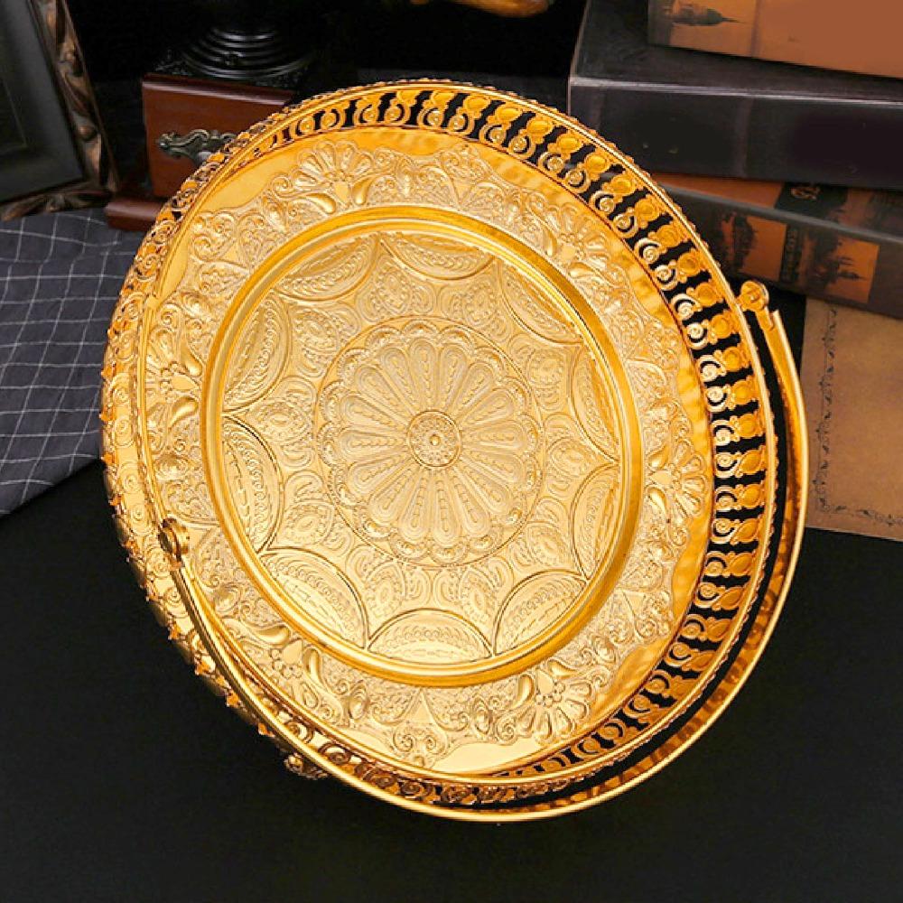 Alloy Dessert Plate Round Cake Plate Platters Fruit Tray Living Room