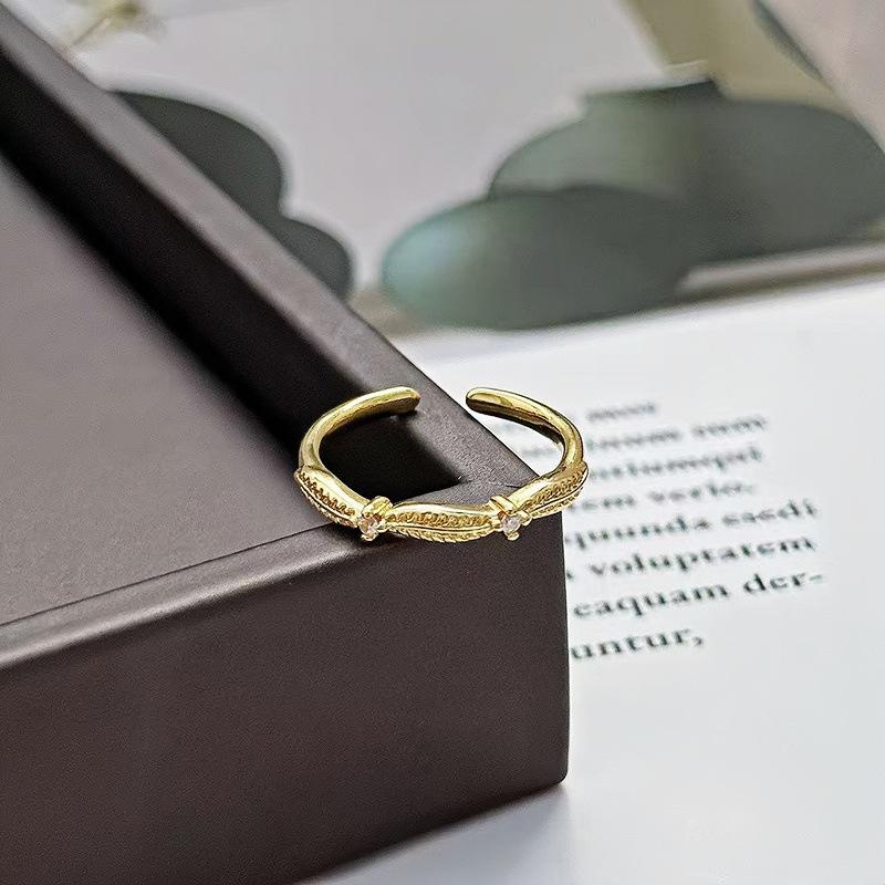 Medieval French Retro Full Diamond Open Ring Fashion High Sense Temperament Niche Design Exquisite Diamond Accessories Women