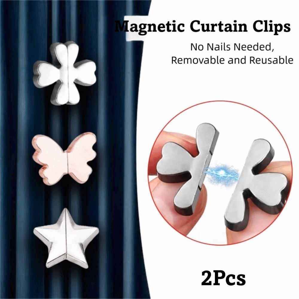 2Pcs Simple Nail-Free Magnetic Curtain Button Punch-free Drapery Clips Curtain Ties for Home