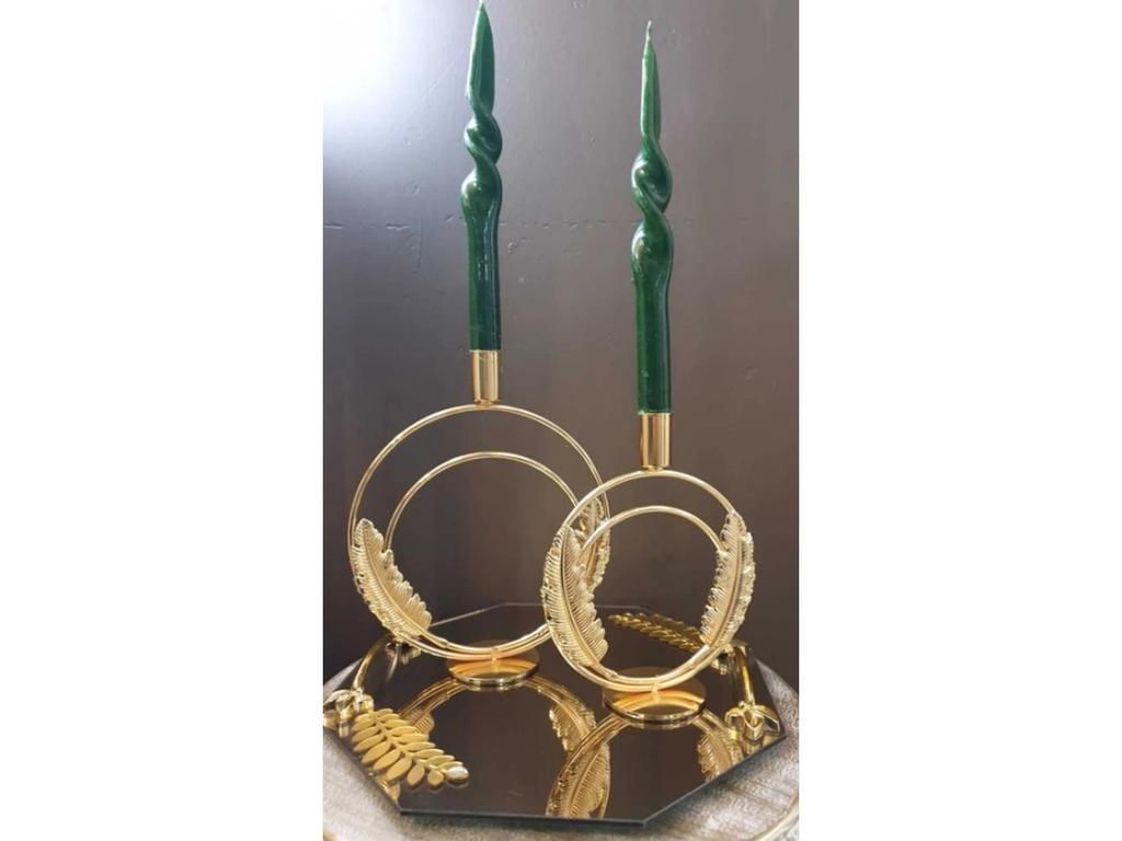 Yapraklı Alvina Gold Kaplama, Şamdan 2 adet