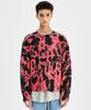 ATTENTIONROW Animal Water Two-Tone Washed Pigment Oversized Sweatshirt (Pink Yarrow)