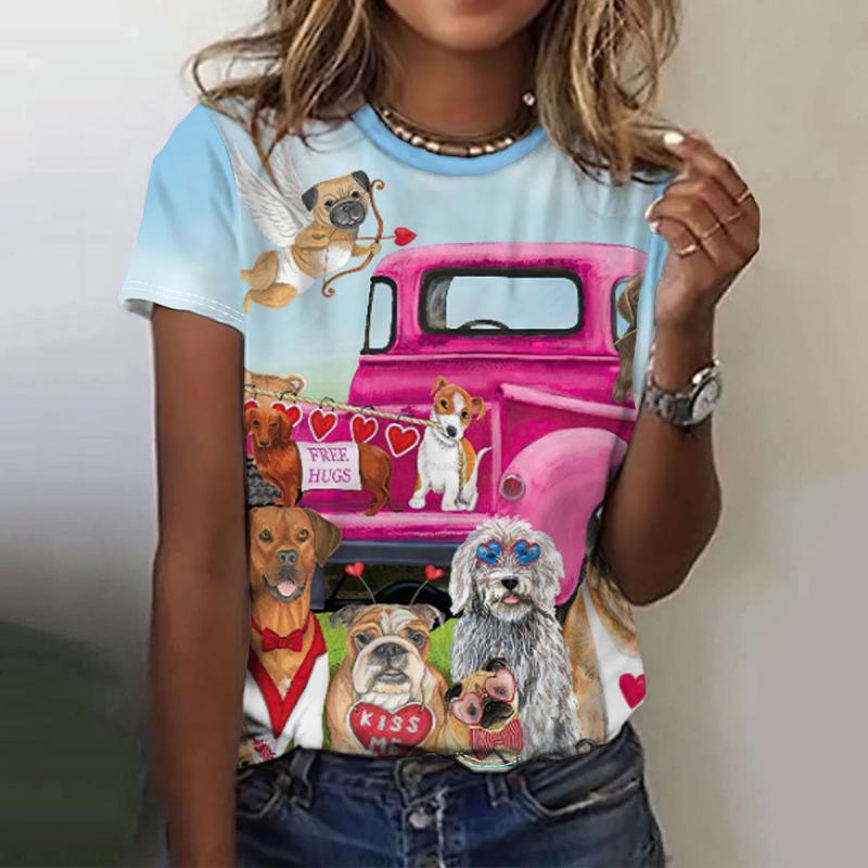 Dámské tričko Zvířecí 3D potisk Krátký rukáv Módní Ležérní Street Kulatý výstřih