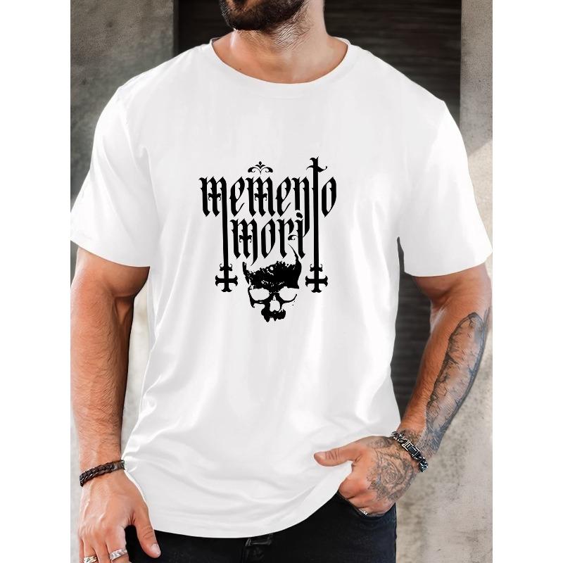 European sizes Men'S Memento Mori Pattern Summer Casual Short-Sleeve T-Shirt