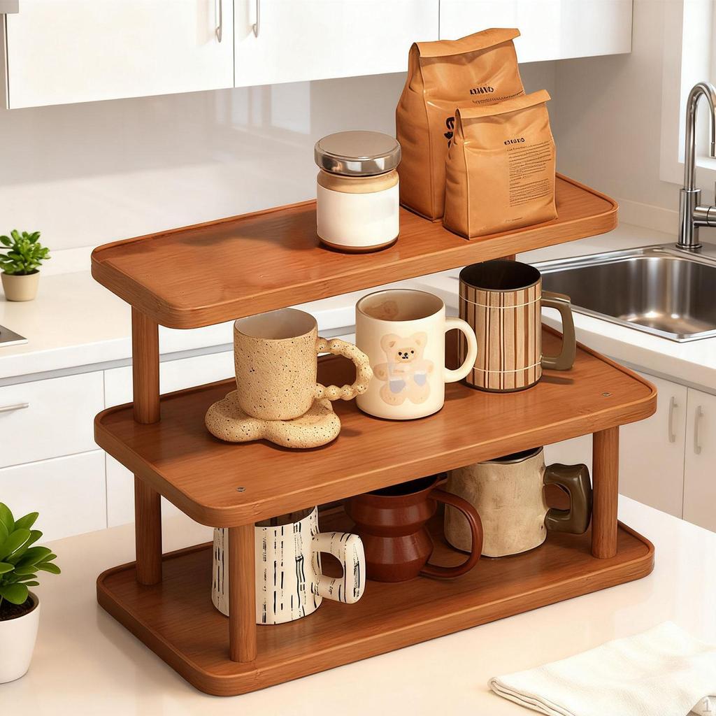 Display Stand Cup Holder 3 Layer Simple Multipurpose Wooden Perfume for Collections Organizer
