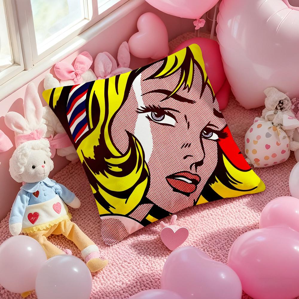 Art Roy Lichtenstein Cushion Cover Pattern Printed Pillowcase For Living Room Sofa Cushion Cover & Bedroom Decor