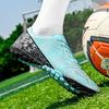 Botas de Fútbol Azul y Blanco para Hombre/Mujer Suela Blanda de Goma Clavo Corto Césped Artificial Zapatos de Fútbol Juvenil