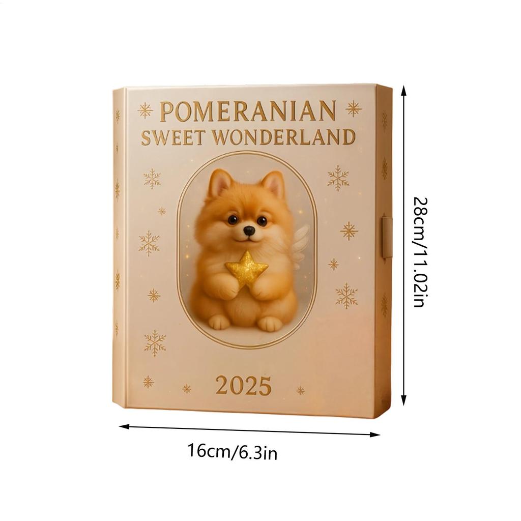 Pomeranian Advent Calendar 2025 with 2D Acrylic Dog Ornaments 24 Days Christmas Countdown Calendar Gift for Pomeranian Lovers