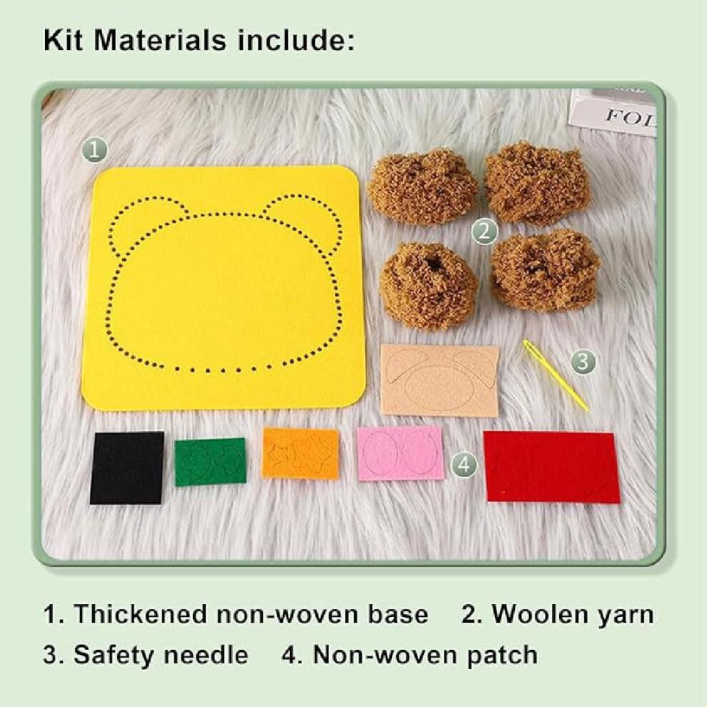 DIY Embroidery Doll Set for Kids, Cartoon Animal Sewing Craft Kit, Educational Wool Sewing Patterns, Creative Crafting Activity