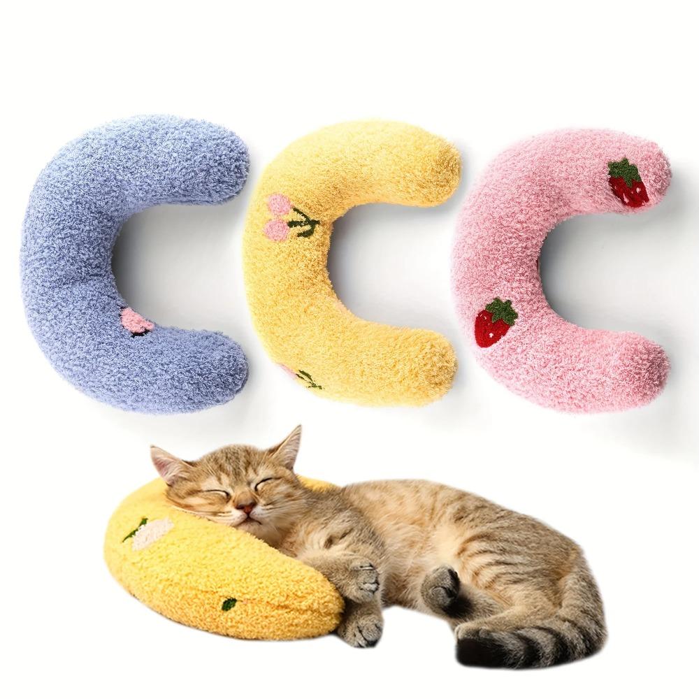 Cat Moon Shaped Pillow, Super Soft Plush Half Donut Pillow, Pet Toy, Cat Sleeping Pillow, Dog Universal Mat, Pet Supplies