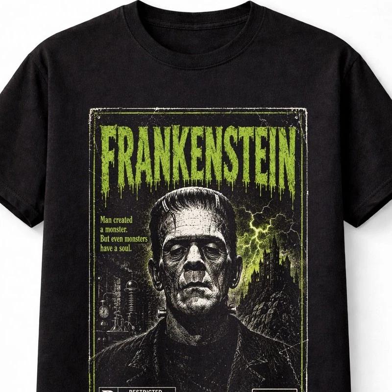 Frankenstein Monster Gothic Classic Vintage Horror VHS Unisex TShirt S