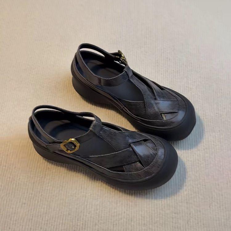 Thick-soled Bag Head Sandals Women's Summer New Casual and Comfortable Versatile Sports Roman Shoes Versatile and Popular Pig Cage Single Shoes