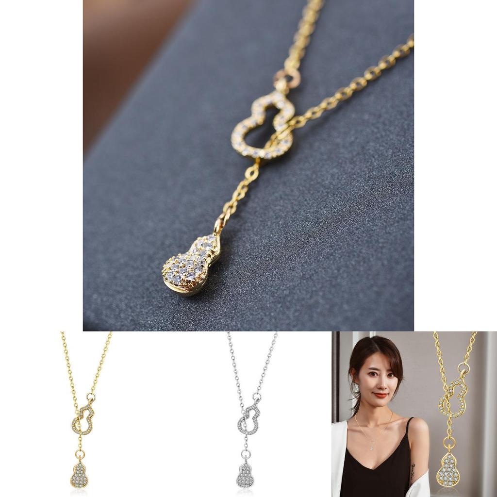 Elegant Titanium Steel Double Gourd Necklace For Women Stylish Ins Happy Luck Design For All Occasions