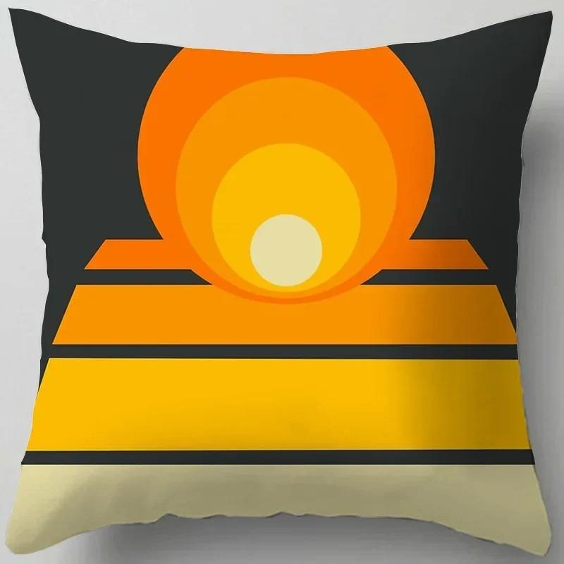 Housse De Coussin Pour Canapé, Décoration Moderne Pour La Maison, Salon, Bureau, Taie D'oreiller Géométrique Orange
