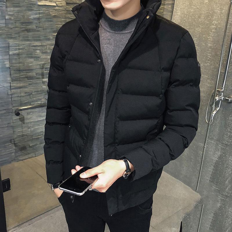 Men's Winter Jackets Korean Version of Slim-fitting Thick Warm Camouflage Hooded Short Slim-fit Stand-collar Down Coat