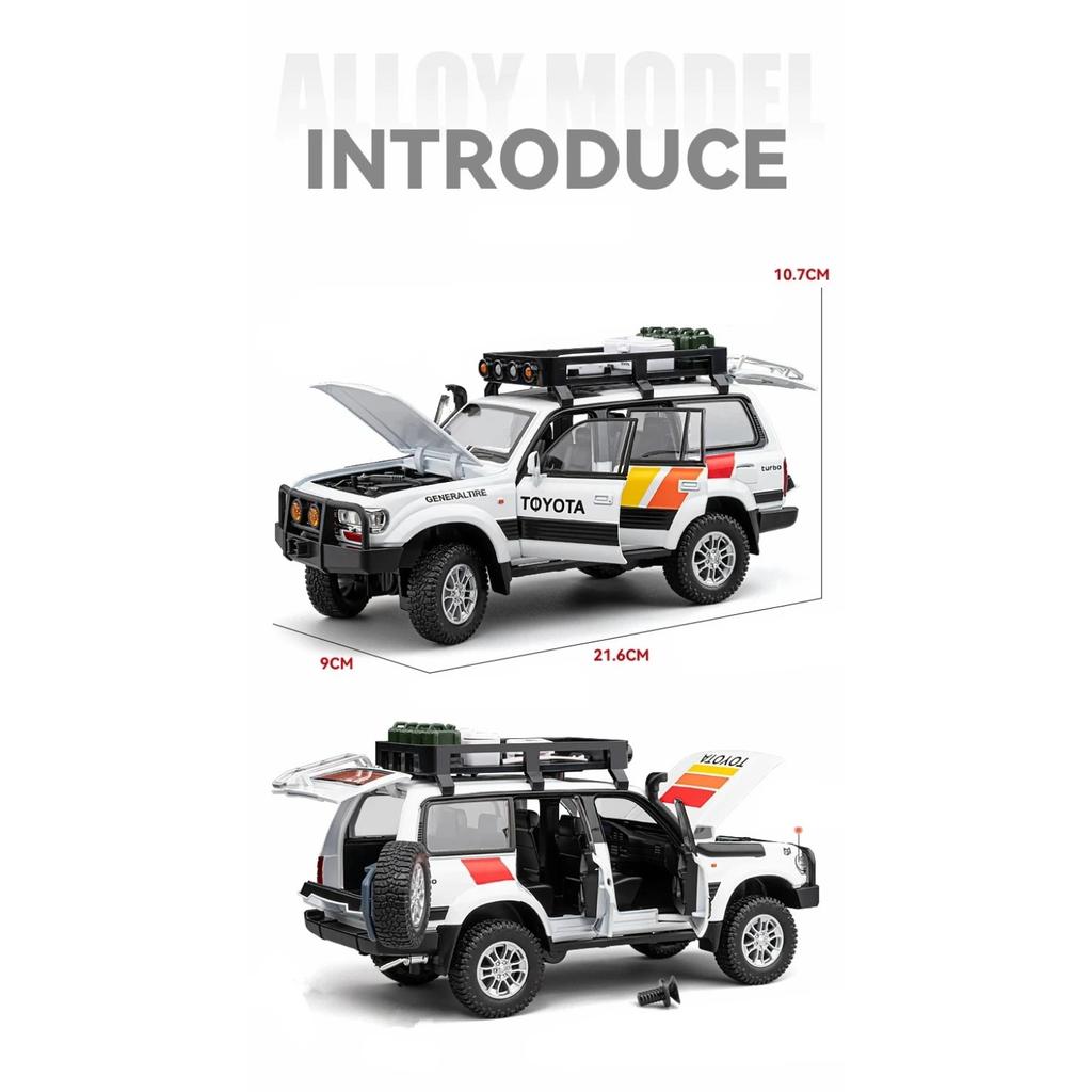 1/24 Toyota Land Cruiser LC80 Legierungsauto Modell Diecast Metall Spielzeug Geländewagen Automodell Simulation Sound und Licht Kinder Geschenk