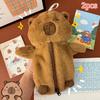 2Pcs Cartoon Animal Pen Case Cute Plush Capybara Pencil Storage Bag Multifunction Large Capacity Stationery Pouch