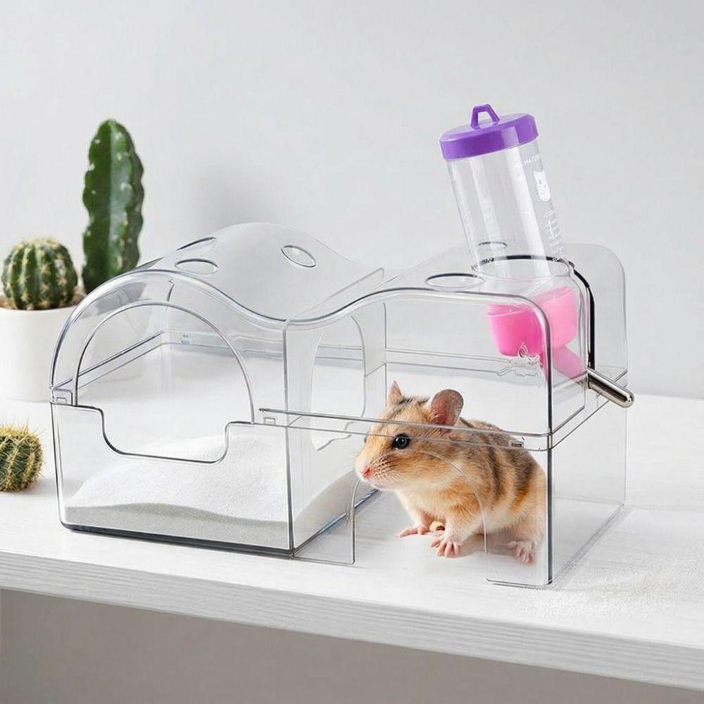 Acrylic Hamster Hideout 3 in 1 Sand Bath Box Tunnel System Small Pet House  Sleeping Den