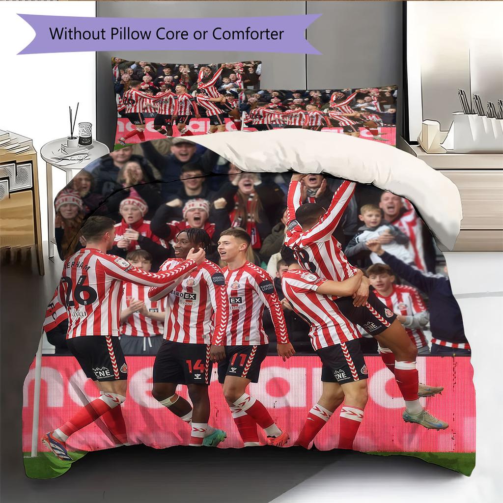 Sunderland AFC Player Pattern Bedding Home Decoration Birthday Gift ( 1 duvet cover + 2 pillowcase, without core),fan merchandise.