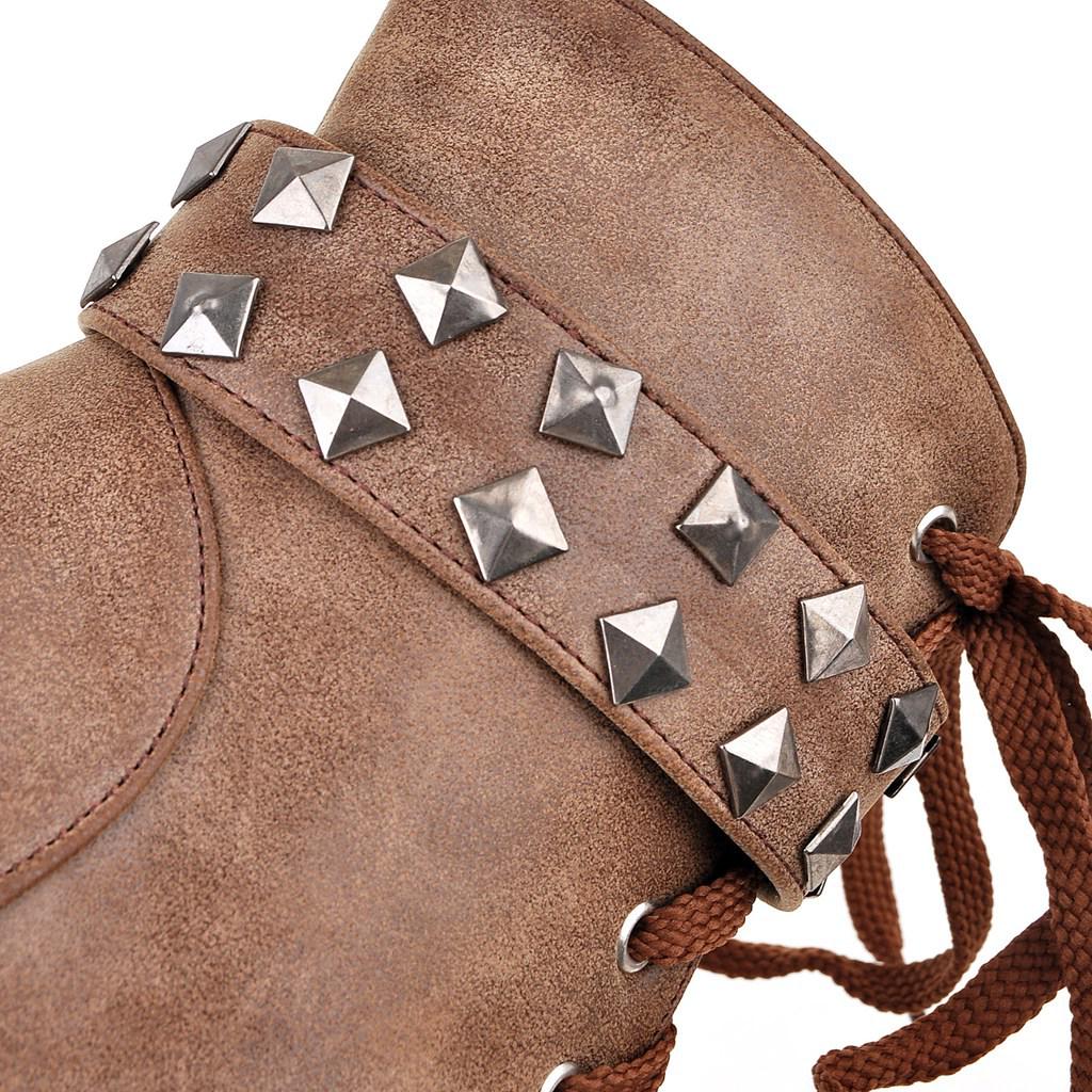 2026 Punk Dark Style Women's Chunky Heel Platform Boots with Rivets