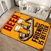 Beer Theme Carpet with Two Glasses and Friends Quote Design Suitable for Use As an Anti-slip for Living Room Bedroom Sofas