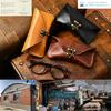 [ENTRAMBI] Italian Leather Antique Lever Eyeglass Case, Genuine Leather, Missouri Berry, Stylish Eyeglass Case, Vegetable-Tanned Leather, Men's & Wome