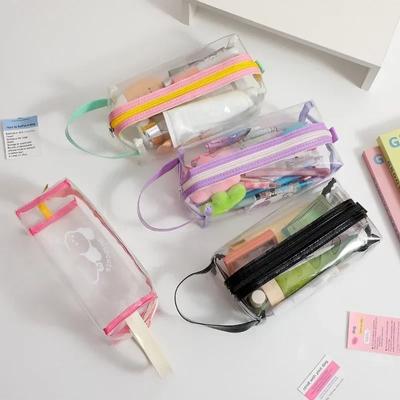 Geantă cosmetică de machiaj pentru fete drăguțe Geantă pentru articole de toaletă de călătorie Trotuță pentru creion din PVC Husă transparentă pentru stilou, Papetărie pentru studenți