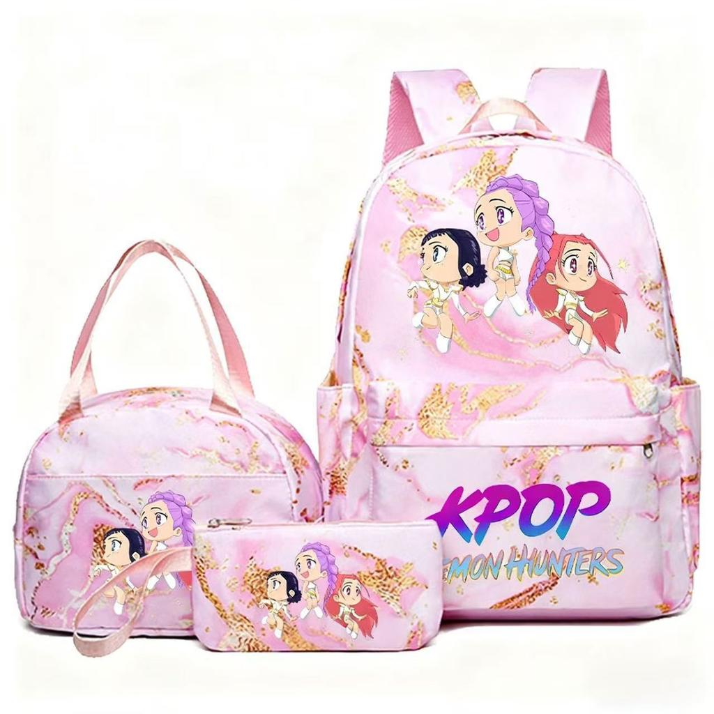 Kpop Witch Hunter Backpack Lunch Bag Pencil Case Set Student Animation Fashion School Bag Pencil Case Lunch Bag