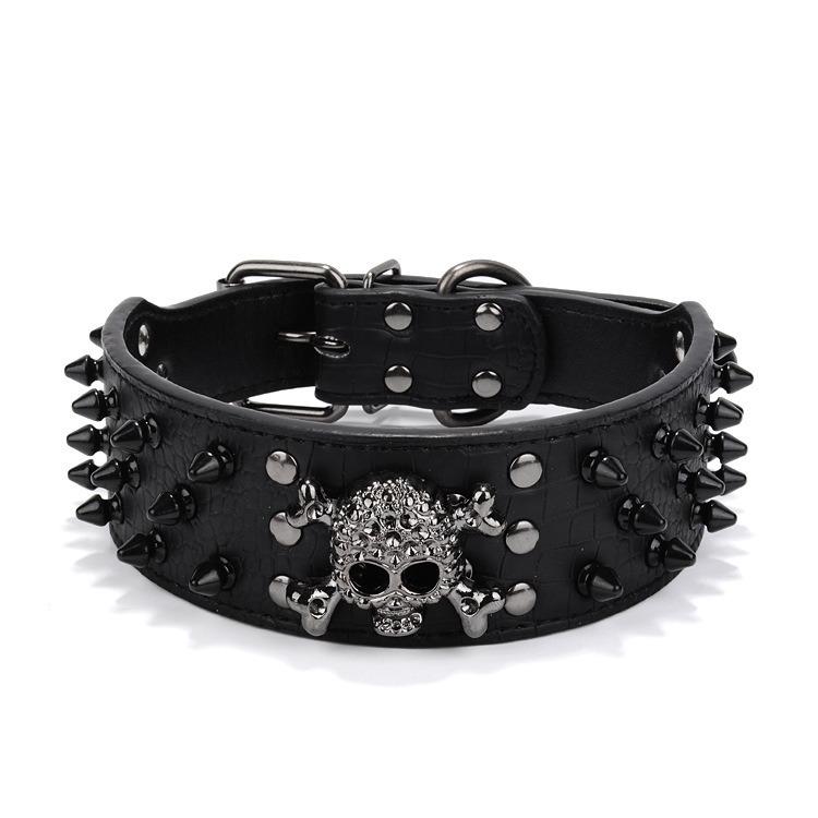 

Pet Collar Anti-Bite Rivets Dog Collar Medium Large Leather Skull Rivets Decorative Dog Neck XS 51*5CM
