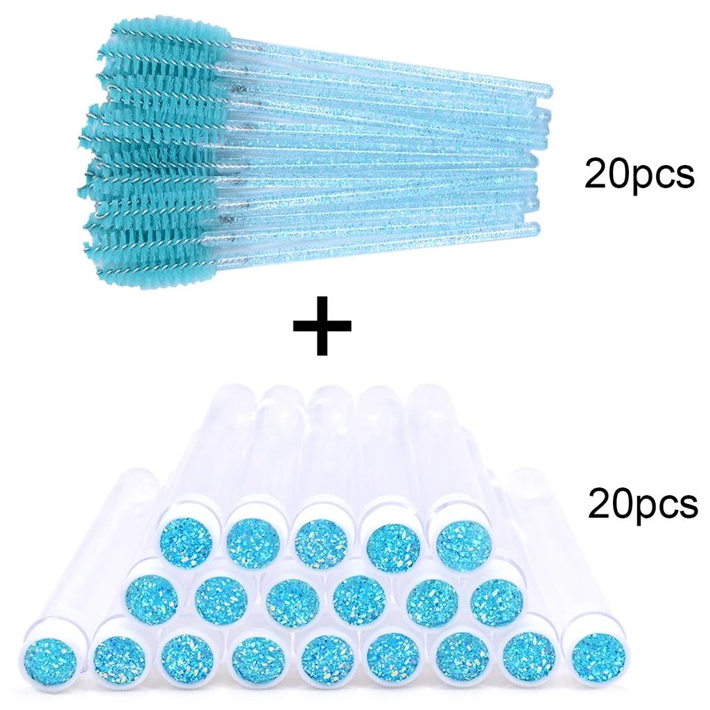 20Pcs Eyelash Brush With 20Pcs Containers Dust-proof Tube Reusable Eye Lash Mascara Wands Replaceable Makeup Applicators Tools